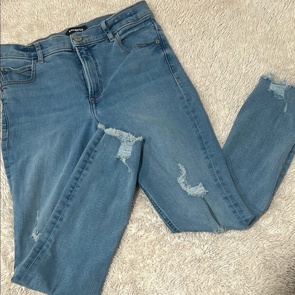 Women's Blue Distressed Jeans